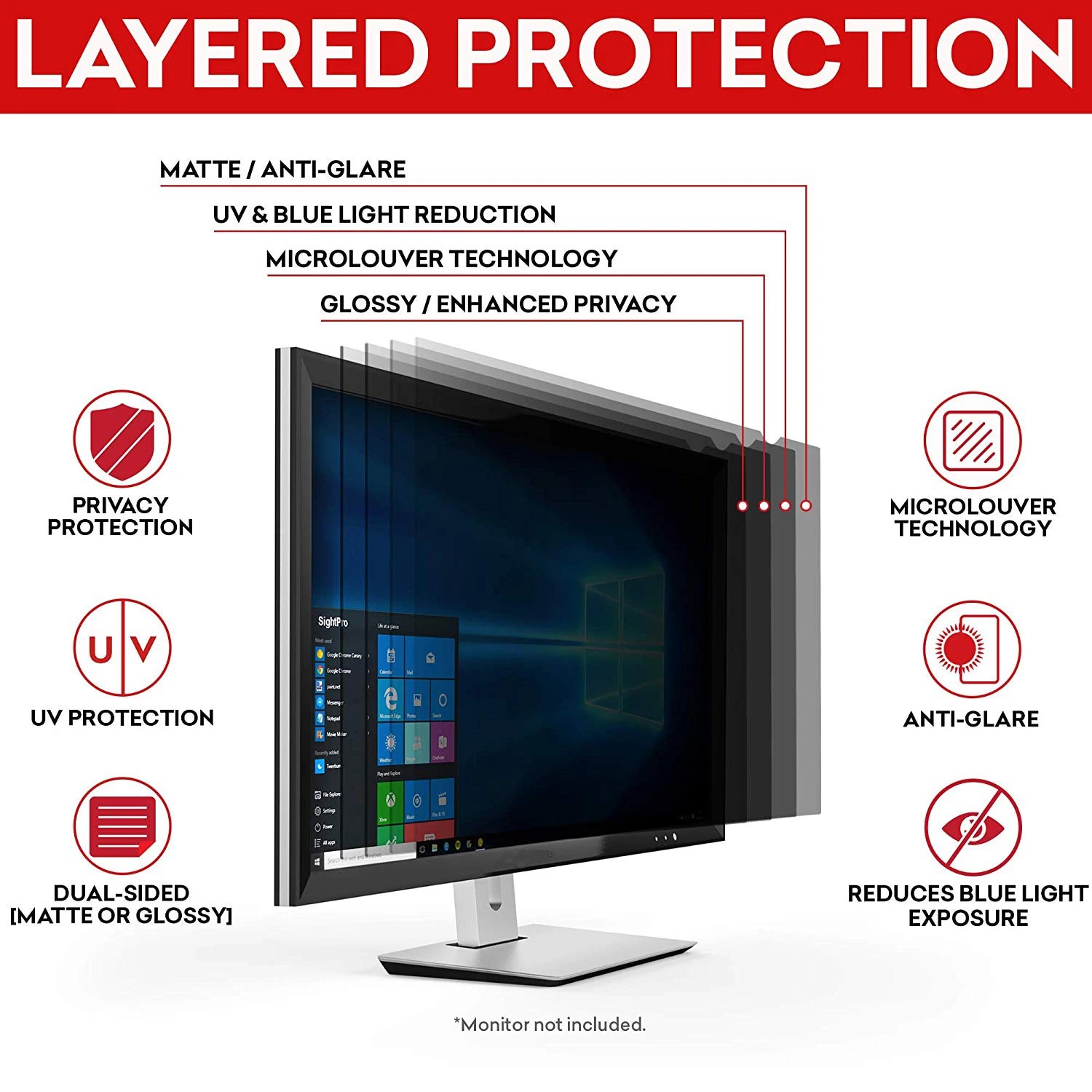 19 inch Anti-Glare Computer Privacy Filter Screen Protector Film for Desktop Monitor Widescreen 16:10 Aspect Ratio. 