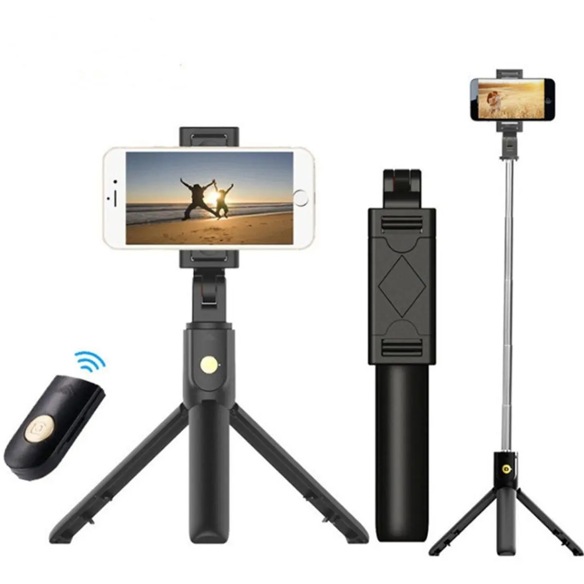 Versatile 37-Inch Q07 - S03 Flexible Selfie Stick Tripod Stand with Bluetooth Remote Control for Phone Camera Capture Perfect Shots. 