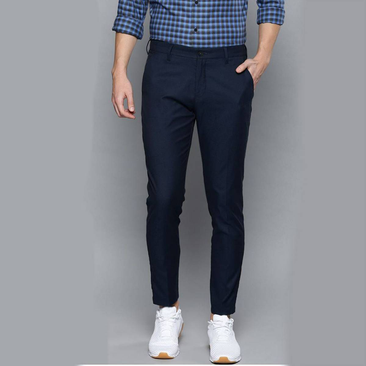 Slim-Fit Chino Gabardine Pants - Dark Blue