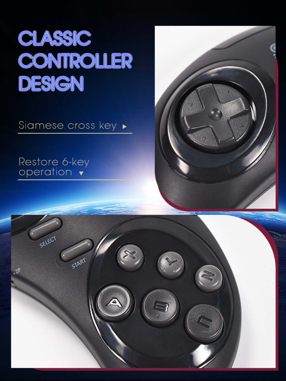 Video Game Console For Sega Genesis Mega Drive 16-bit MD Wireless Retro Console Dendy Game Stick Support TV OutPut. 