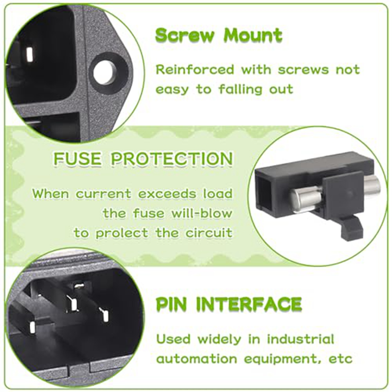 1 Set Black AC 250V 10A 2 in 1 Mount Inlet Module Plug Socket Power ...