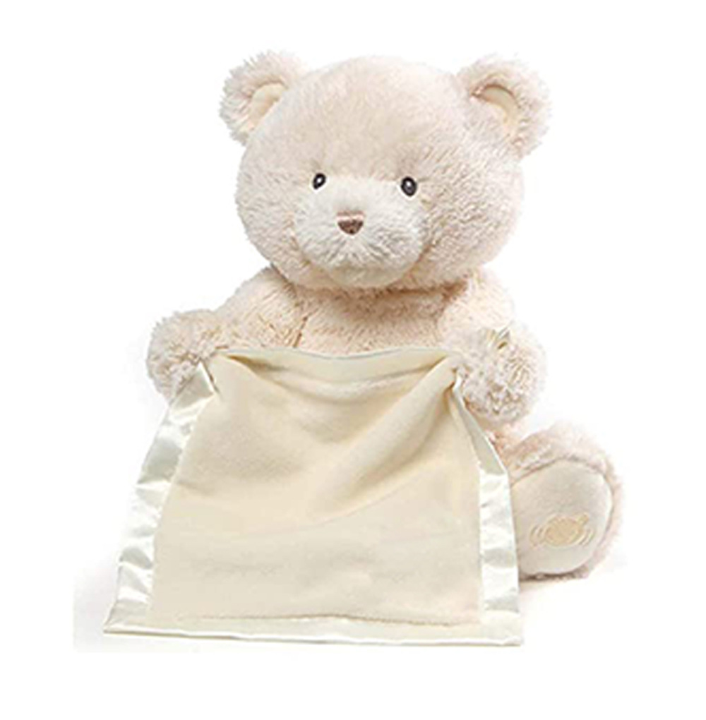 Cross-border Amazon peek-a-boo cat bear talking hide and seek electric plush toy four-color English version. 