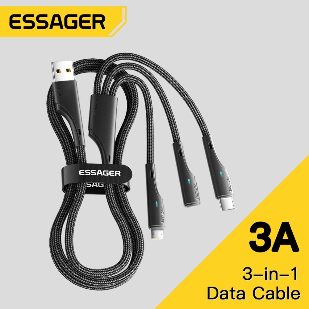 Mobile Phone Data Cord Portable Data Cable Charger Cord 3 in 1 Indicator Lamp Stable Transmission for Apple Huawei Mobile Phones. 