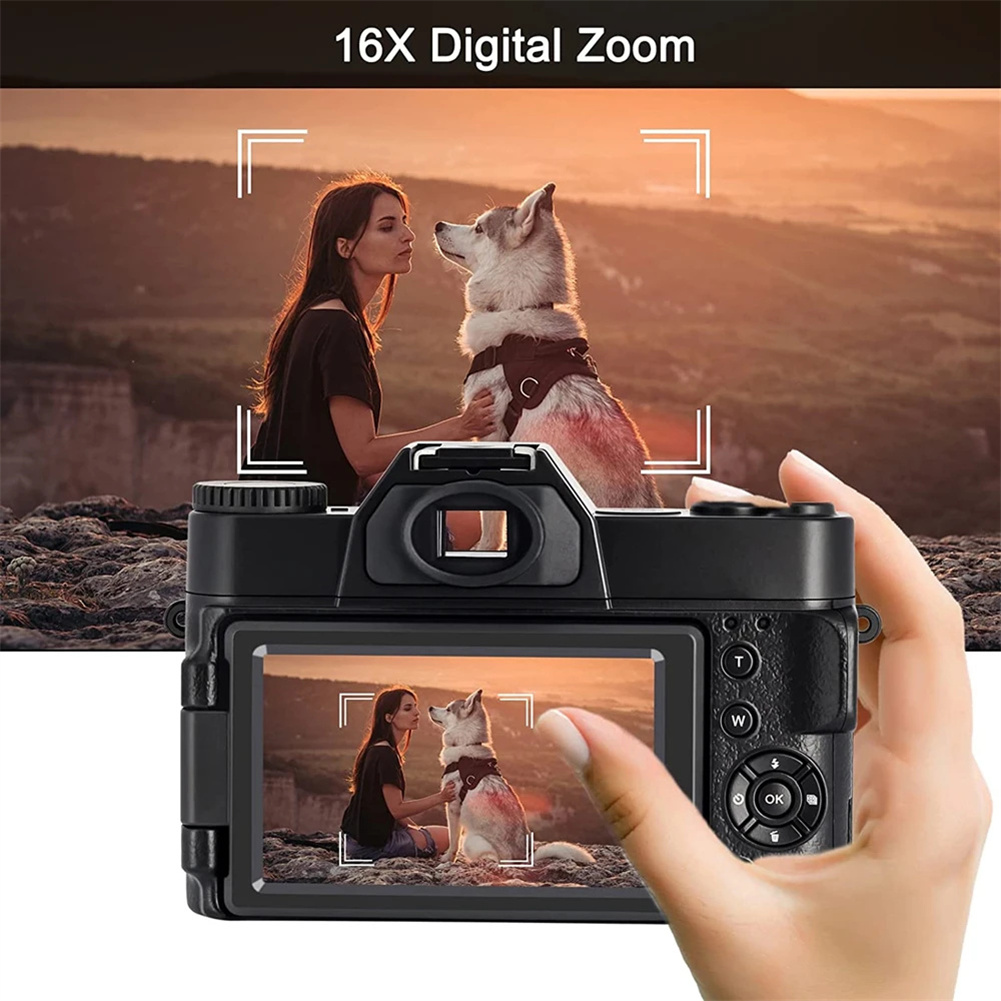 GC Professional WiFi Digital Camera 4K Camcorder 3.0 180° Flip Screen & Built-in Battery Selfile Digital Webcam For Beginners Travel. 