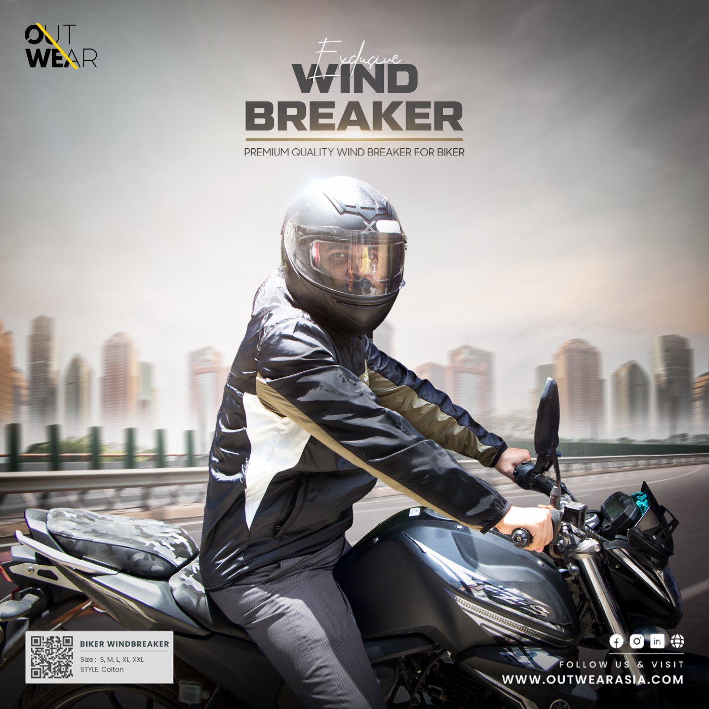 Outwear Premium Stylish Biker Travel Kit Wind Protector Windbreaker for ...