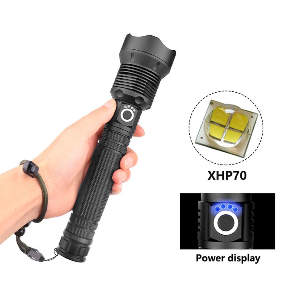 XHP70 High Powerful Zoomable Focus LED Flashlight Torch Light (Without Battery)