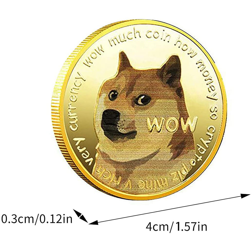Ecocc Commemorative coin Shiba Inu Doge coin color three-dimensional relief medallion gold-plated silver metal badge virtual coin Fast delivery from stock. 