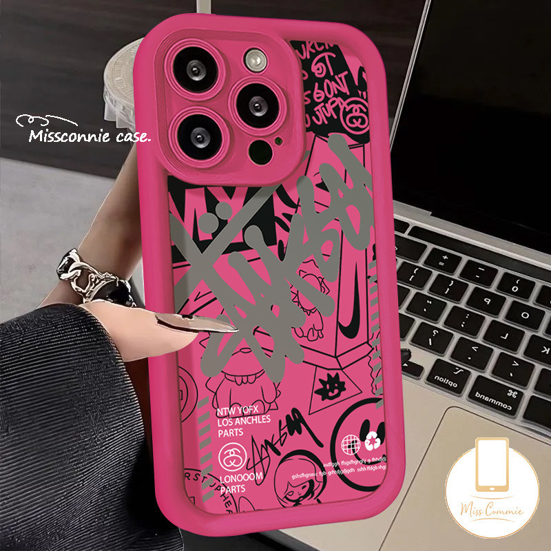 Trendy Brand Stussy Case For Realme C51 C65 C11 C53 C55 C25Y C67 C21Y 5s 11 6i 7i 5i 9i 8i C15 C35 C33 C20 C25 C12 Note 50 C30 C20A C31 C17 C21 Graffiti Cute Smiley Soft Cover. 