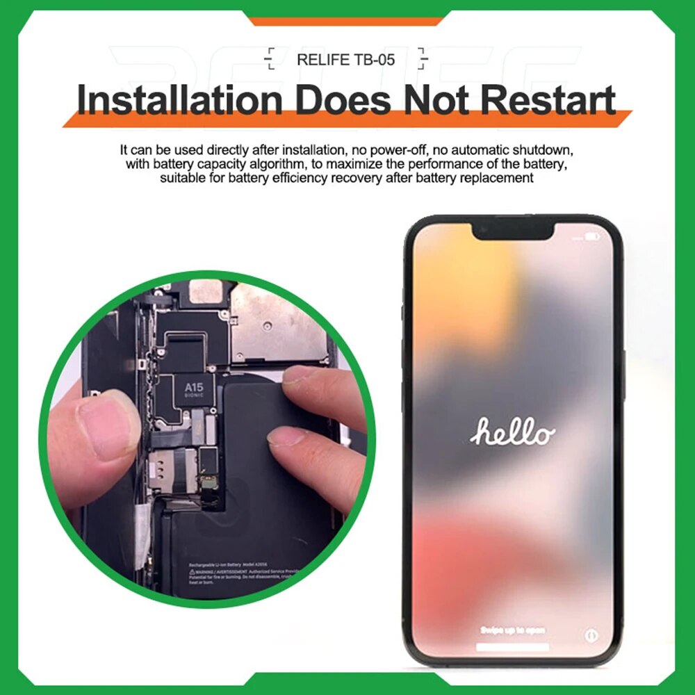 RELIFE TB-05 Battery Repair Programmer For iPhone XS 11 12 13 14 Pro Max Battery Flex Cable Data Cycles Recovery Instrument Tool. 