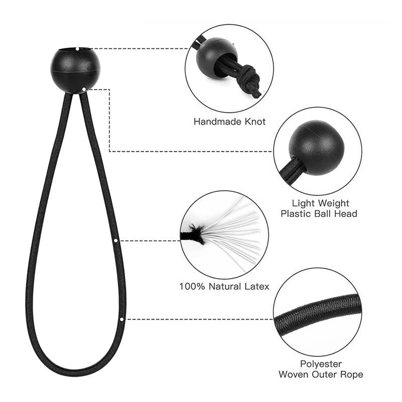 50 Pcs Bungee Cord with Balls Elastic Ties Bungee Toggles Ties(Black). 