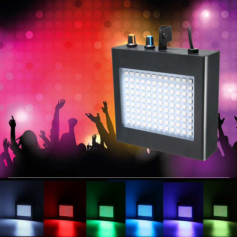 Durable SOLMORE 25W 108 RGB LED Strobe Lights Auto Sound Activated DJ Party Lights Adjustable Flash Speed Control with Remote Control for Stage Lighting Wedding Show Club Pub Parties. 