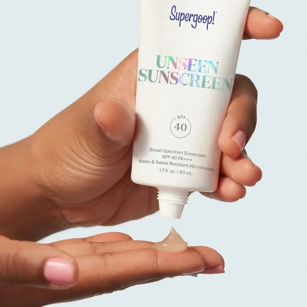 Supergoop Unseen Sunscreen SPF40 Invisible Cream Primer Glowscreen Makeup Base Broad Spectrum Face Sunscreen For All Skin Types. 