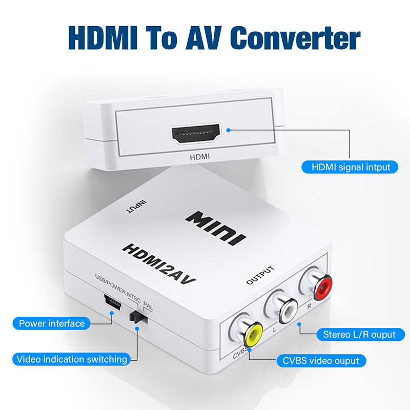 AV to HDMI Composite Converter 1080P RCA CVSB L/R Multi out Cable Scaler Adapter For PS 2 3 4 Xbox Switch TV Box HD Video Audio. 
