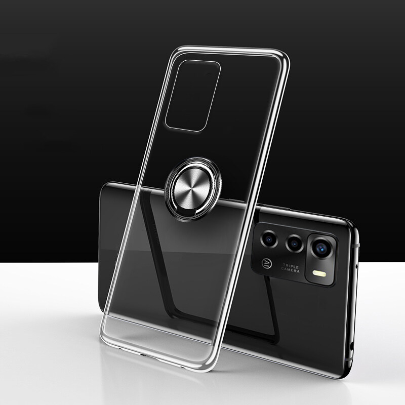For ZTE Blade A72 Cases Soft Clear Transparent Shockproof Car Magnetic Holder Ring Phone Cases ZTE Blade A72 Back Cover