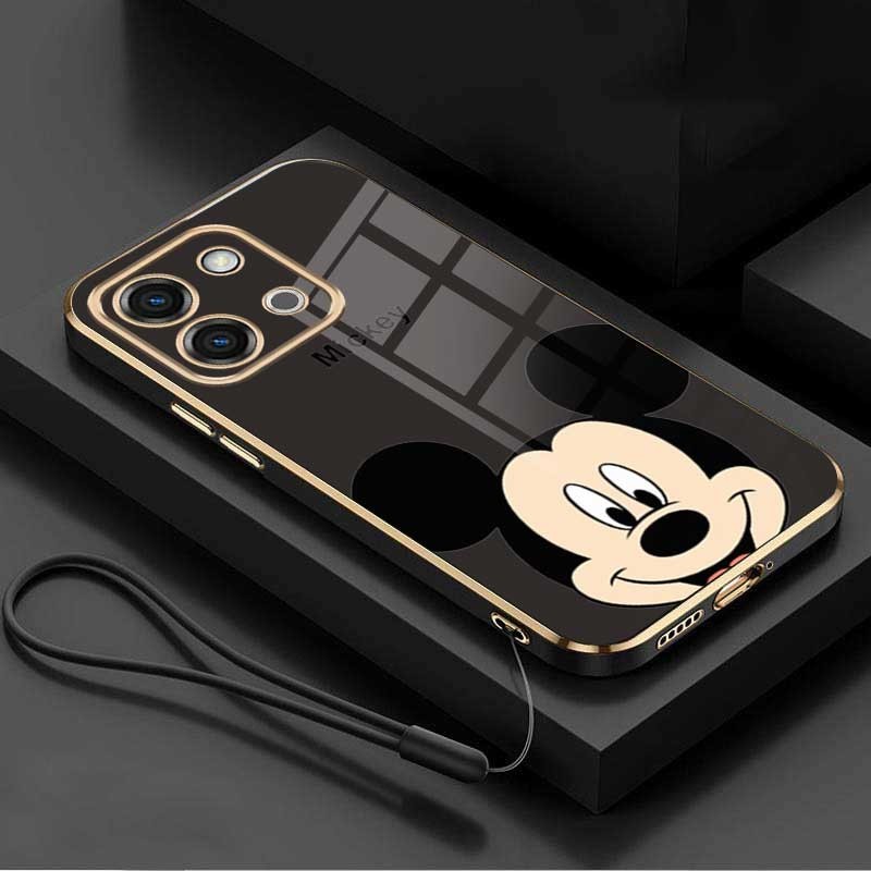 Vivo Y28 Y18 Y18s VivoY28 Luxury Cute Mickey Mouse Casing Square Edges Plating Back TPU Soft Case Cover. 