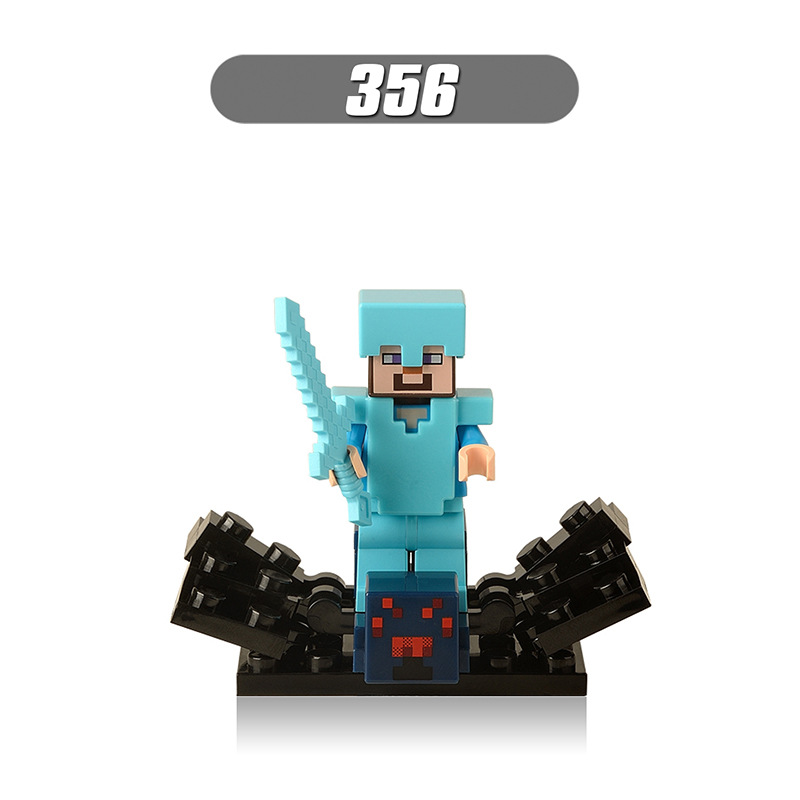 8pcs/set Minecraft Figures Building Steve Alex Wither skeleton Zombie Blocks Bricks For Children Gift Toys X0127. 