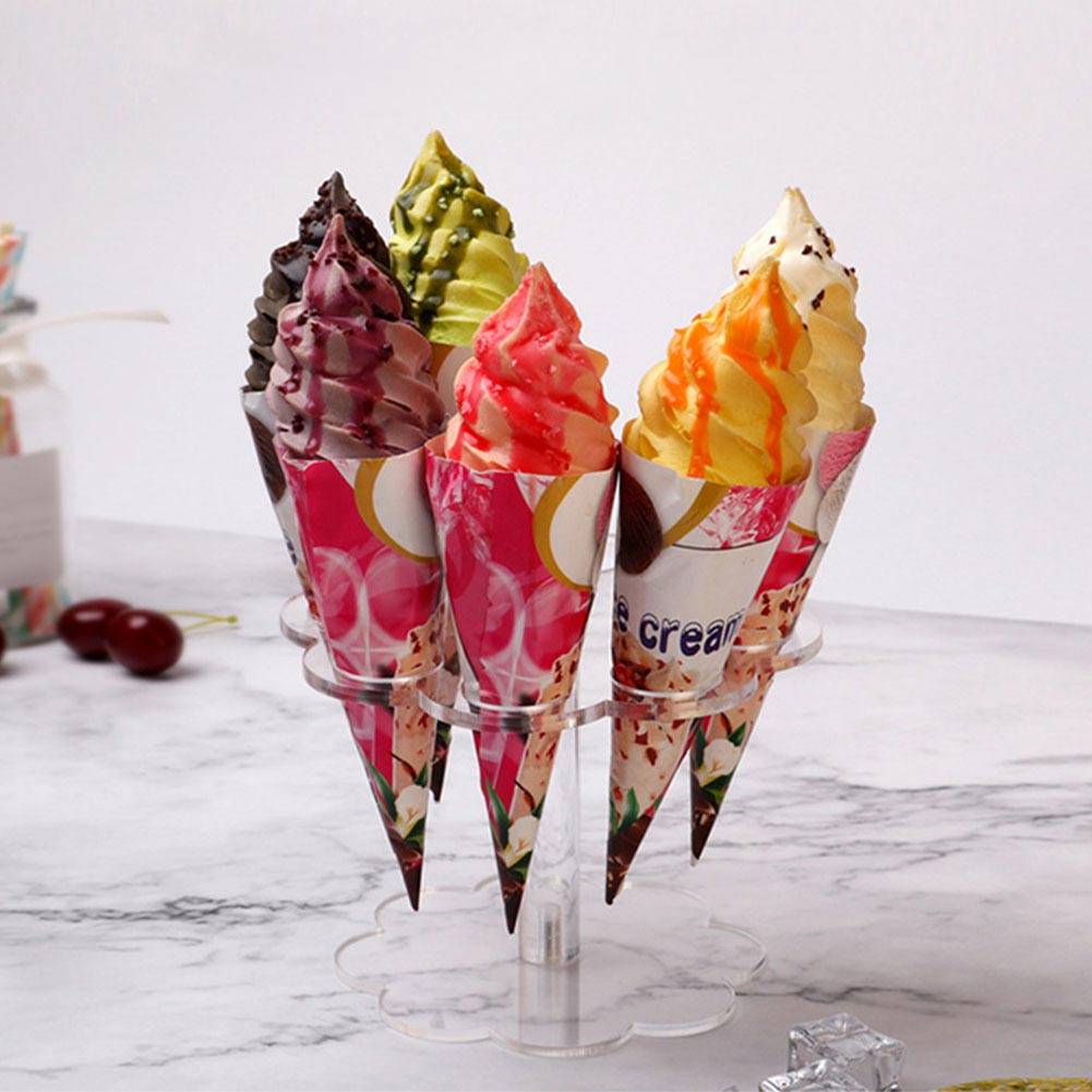 4 Holes Acrylic Ice Cream Cone Holder Tray Sushi Roll Display Stand Rack Sh667A. 