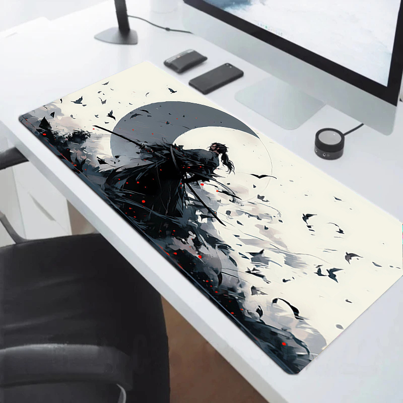 Mousepad Gamer Gaming Pad Samurai Mouse Mat Non-slip Pads Rubber Anime Keyboard Laptops Pc Extended Deskmat Large Mause Mats Xxl