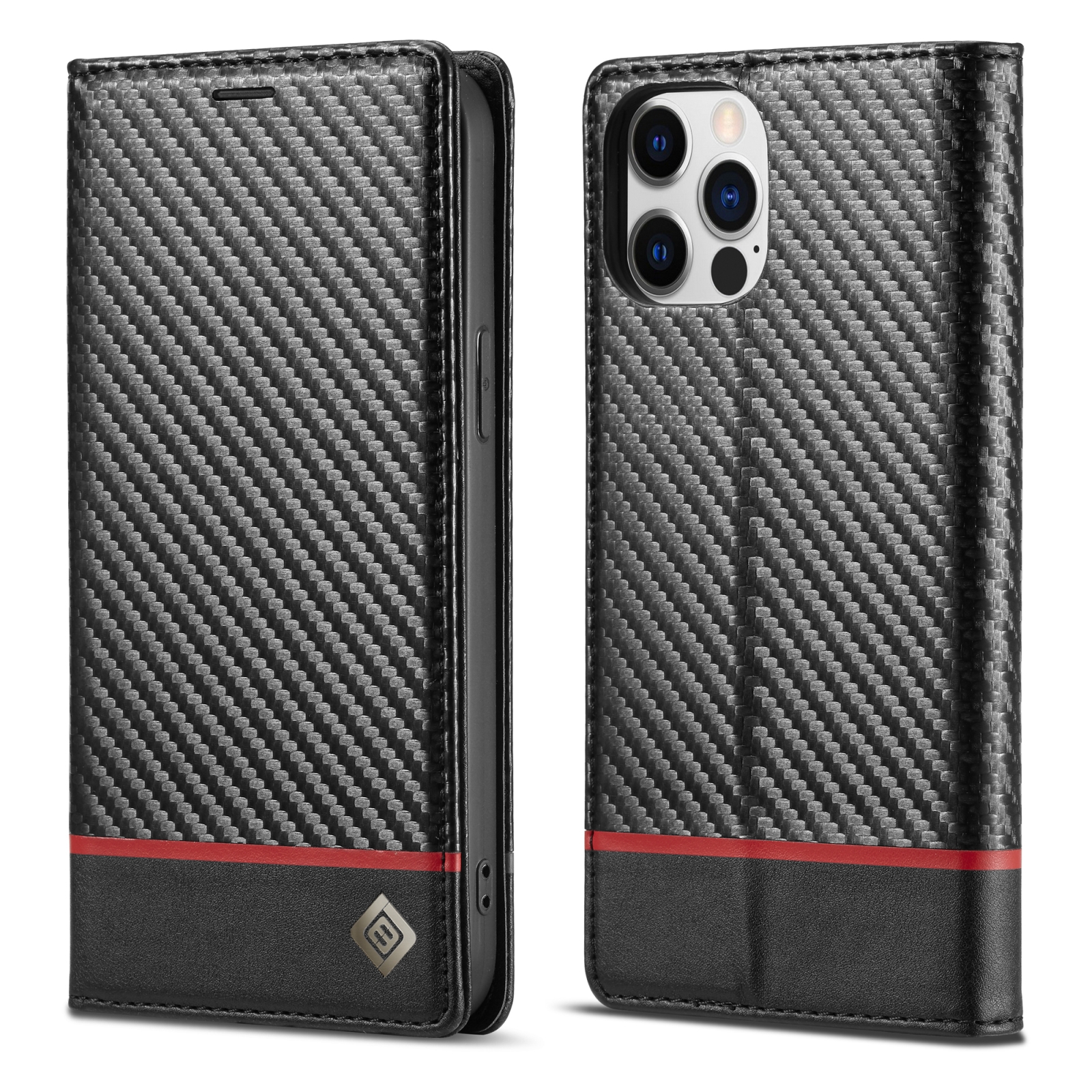 (New) For iPhone 13 Pro LC.IMEEKE Carbon Fiber PU + TPU Horizontal Flip Leather Case with Holder & Card Slot & Wallet