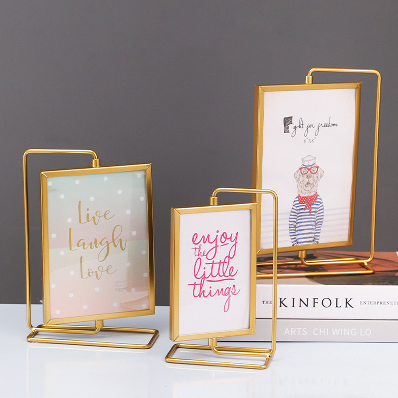 Table Photo Frame Exquisite Workmanship Modern Minimalist Metal Photo Frame. 