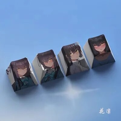 4 Keys/set Blue Archive Keycaps PBT Dye Sublimation Key Caps For MX Switches Cherry Profile Keycap Kisaki Arona Sunohara Kokona. 