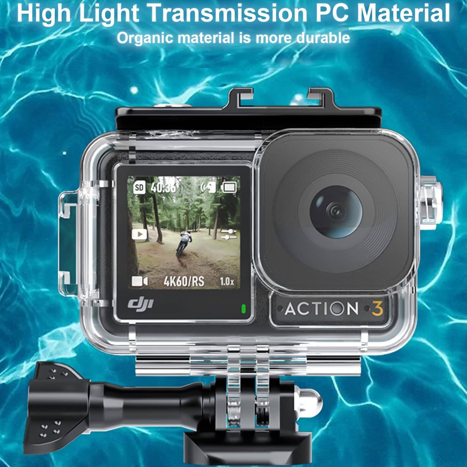 Waterproof Case for DJI Osmo Action 3 /DJI Osmo Action 4 Camera, 40M/131FT Diving Housing Protective Shell Underwater Accessories Kit. 