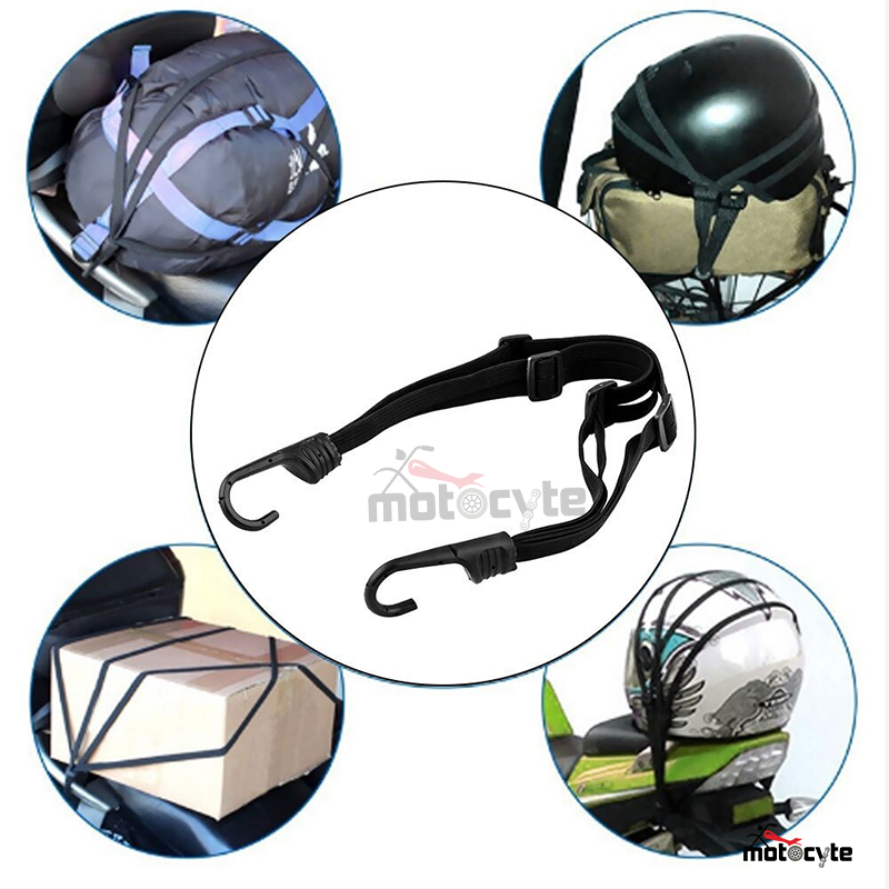 Motorcycle Universal Helmet Bag Box Carrier Elastic Strap with 2 plastic hook. 
