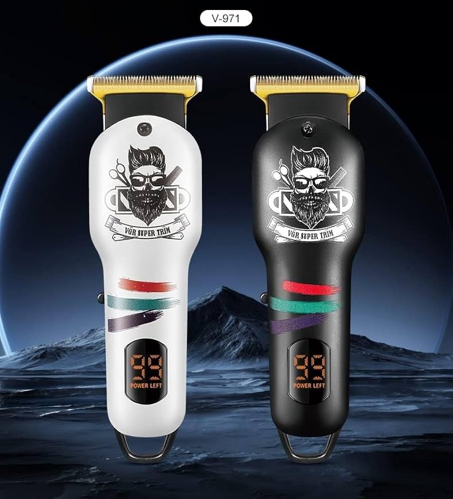 VGR V-971 Professional Corded and Cordless Rechargeable Hair Trimmer with digital display. 