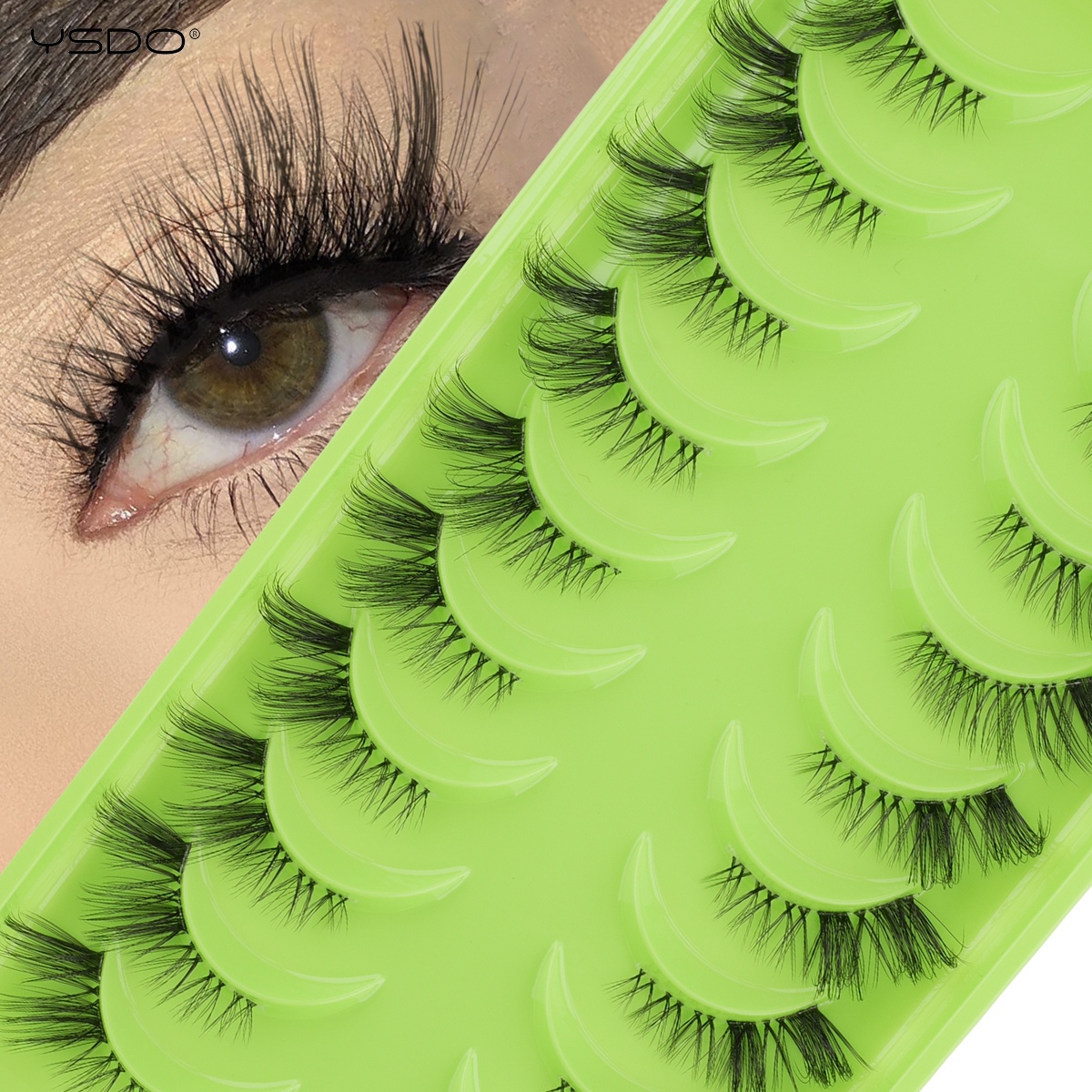 Half Eye Lashes 3/6/10 Pairs Natural Faux 3D Mink Lashes Wispy Fluffy Cat False Eyelashes Makeup Eyelash Extension Maquiagem