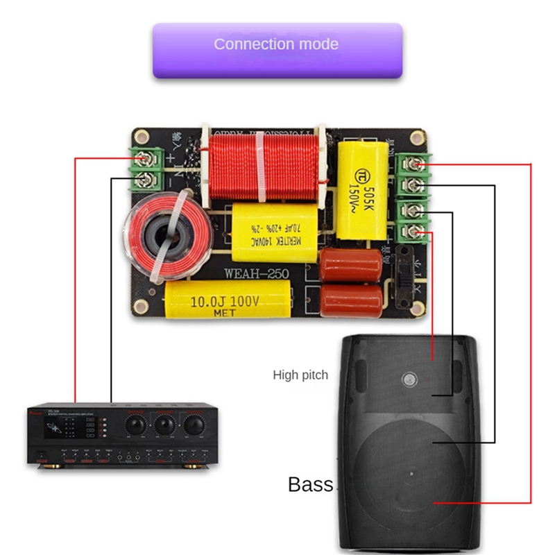 4Pcs -250 250W 2 Way Frequency Divider Tweeter Bass Crossover Filter DIY Speaker Filter Circuit Home Sound Theater. 