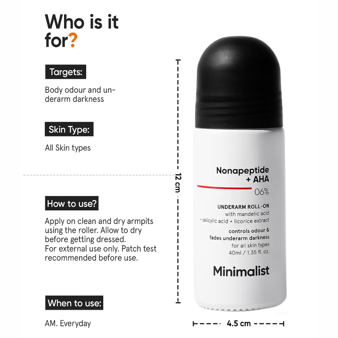 Minimalist Nonapeptide + AHA 6% Underarm Roll-On - 40 ml. 
