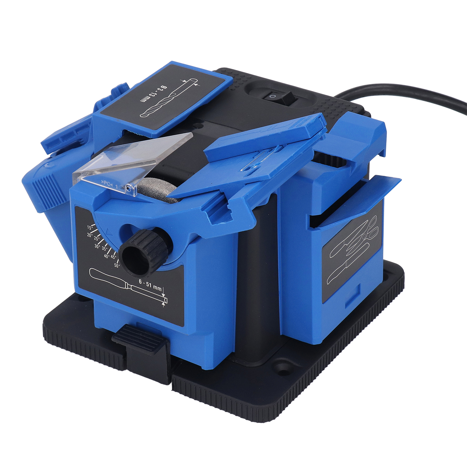 Multi Task Electric Sharpener, Long Life Span Fast Speed Impact Resistance Durable Multifunctional Drill Bit Sharpener High Strength for Chisels for Scissors. 