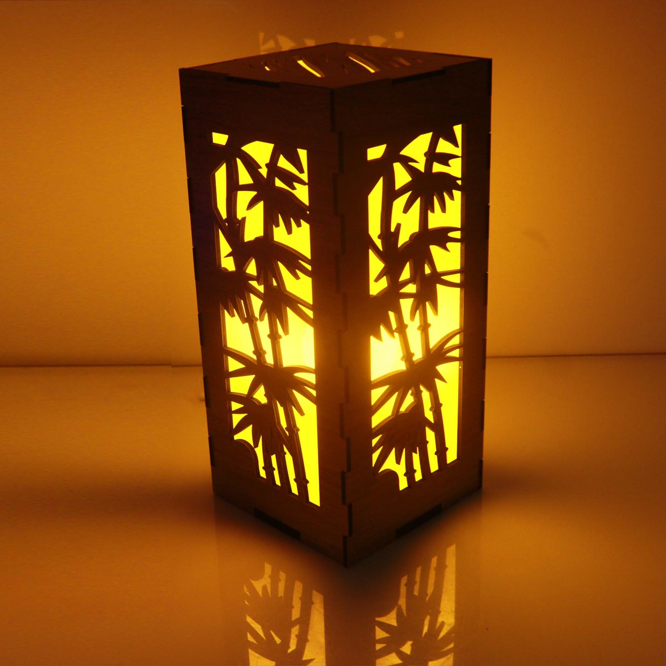 Bamboo Garden Style Wooden Table lamp Yellow - ICTL-045. 