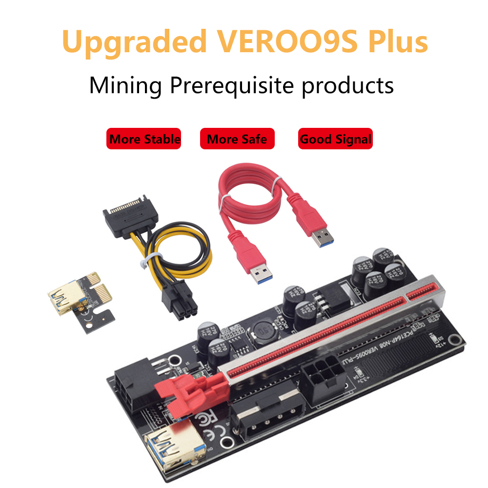 Mining Rig Components 2-Pack PCI-E Riser Kits For Crypto Mining - USB 3.0  GPU Extenders With LEDs GPU Mining Riser