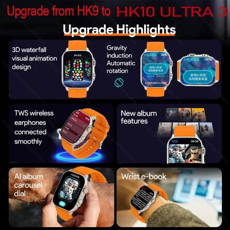 HK10 ULTRA 3 WiFi Smartwatch 2024 49mm AMOLED 4G ROM Tiktok ChatGPT NFC Compass Clock Bluetooth Call Sport Smart Watch Men Women. 