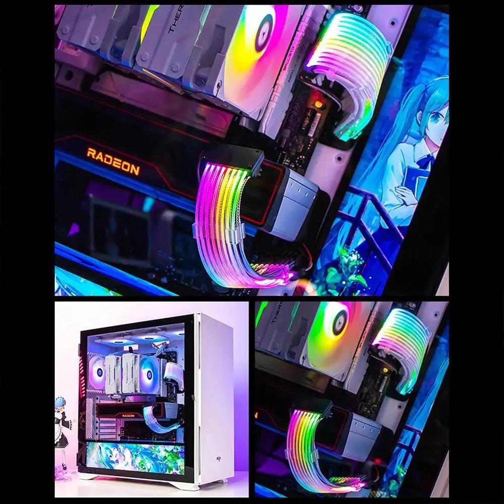 Motherboard RGB Extended Pin Power Cord Pin 6+2 GPU 8n PCIEX 24PiARGB PSU Power Extension Cable RGB Flow AT Long Cable. 