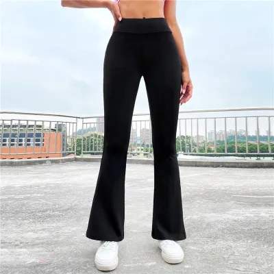 2023 New Flare Leggings Yoga Pants Women High Waist Wide Leg Pants Women  Gym Sports Black Flared Pant Plus Size Dance Trousers