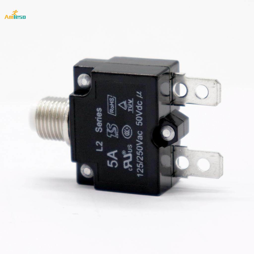 5Amp Manual Reset Thermal Circuit Breaker Overload Switch with Black Cap. 