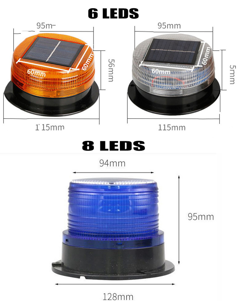 Solar Car Emergency Beacon Indicator LED Flashing Light Lamp Bus Car Truck Strobe Signal Adsorption Night Safety Warning Light. 