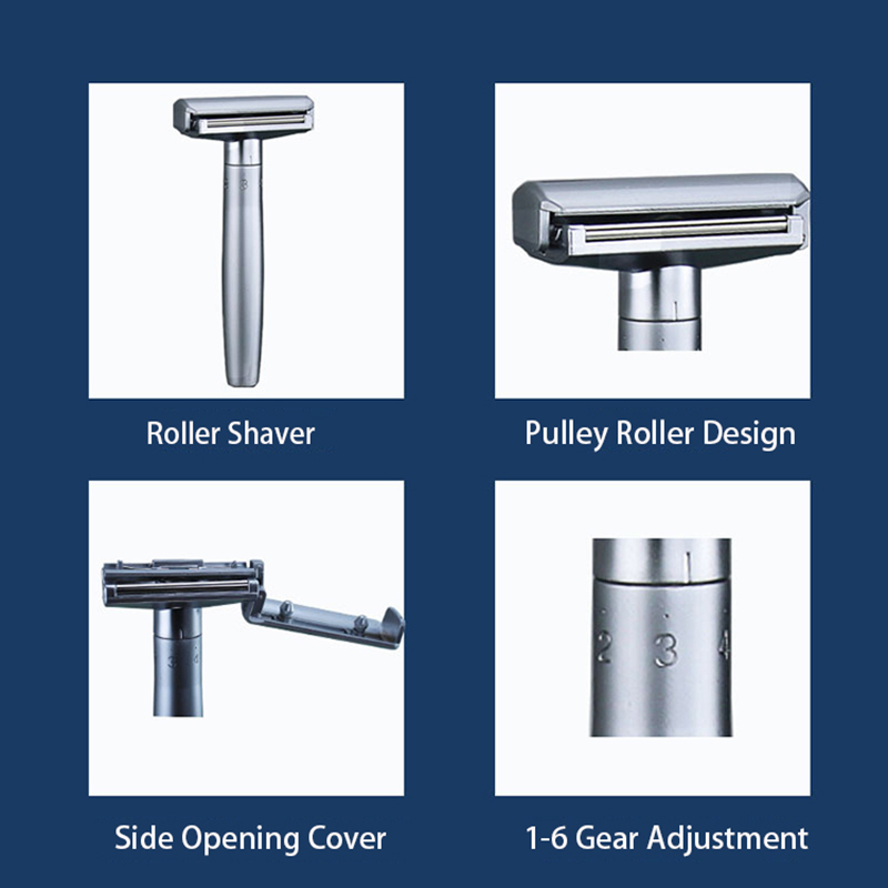 Whityle Adjustable Safety Razor Double Edge Shaving Razor With Auxiliary Rolling Axis For Man 10 pcs Blades Inside. 