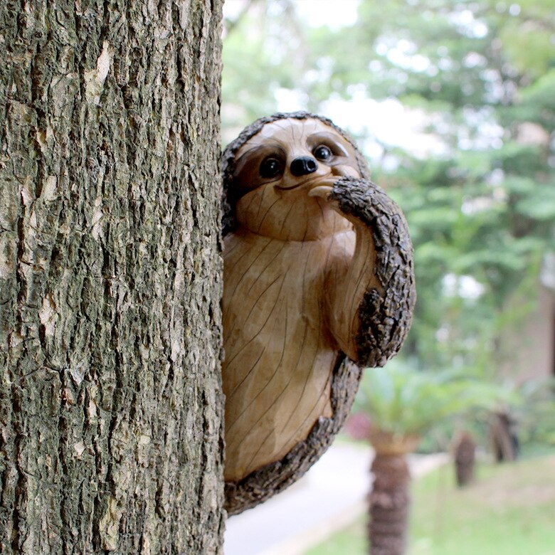 Realistic Tree Sloth Garden Statue Garden Ornaments Sloth Climbing Resin Tree Hugger And Peeker Animal For Yard Lawn Home Decor. 
