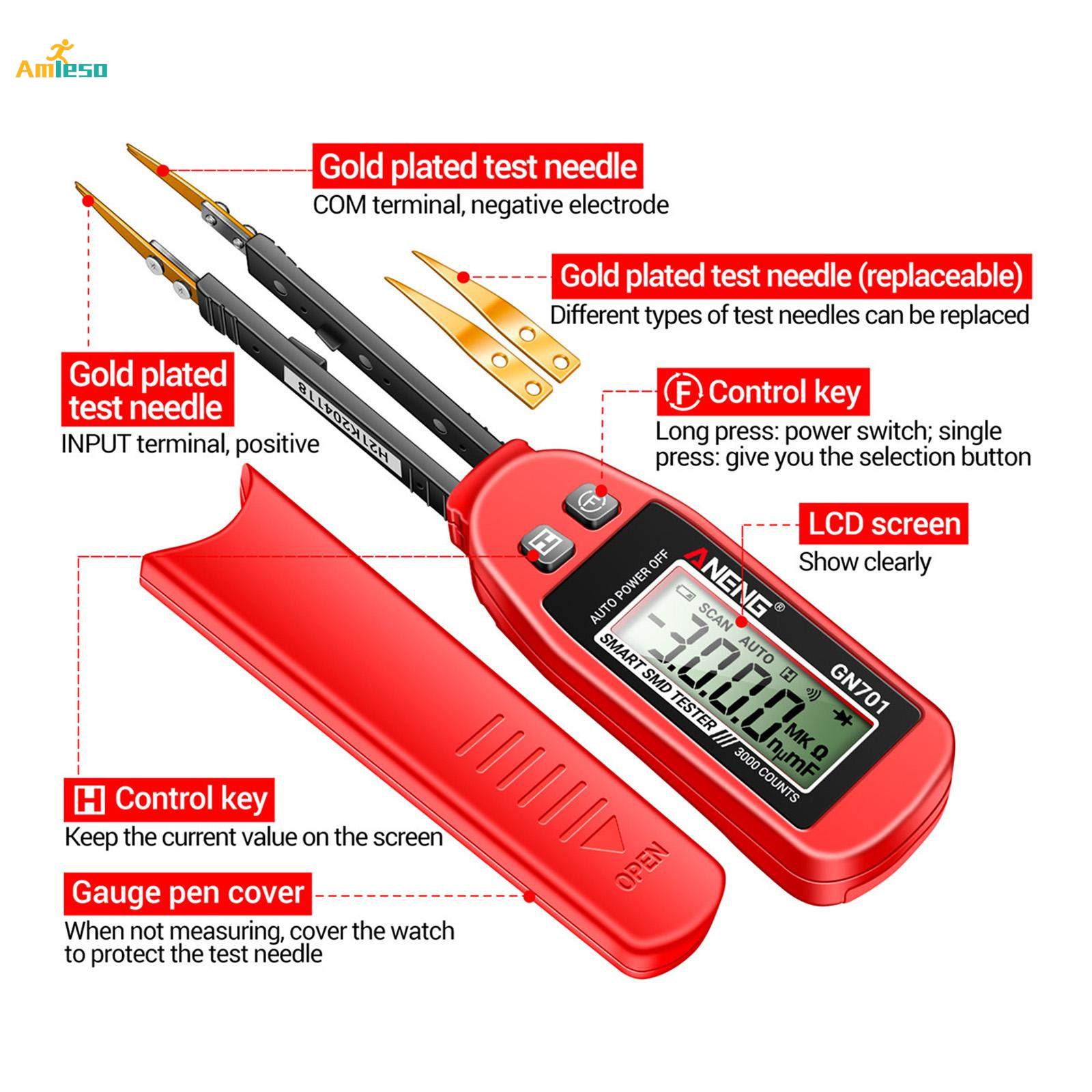Smart Digital SMD Tester Intelligent 3000 Counts Auto Power Off SMD Meter