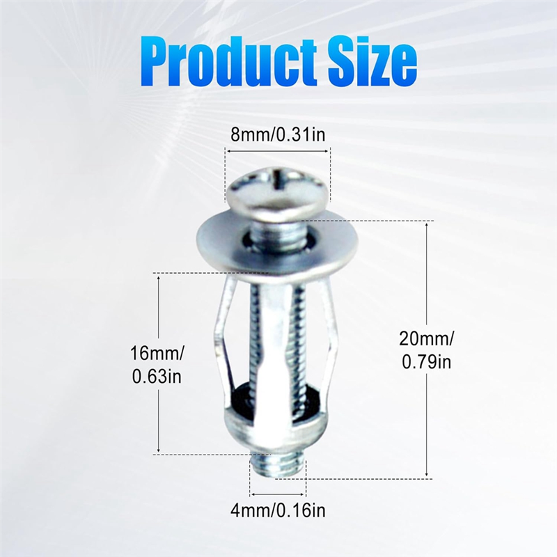 80Pcs X 20 Expansion Nut Set Jack Nuts with Screws, Short Jacknut Expansion Nut Flat Head Threaded Insert Nut. 
