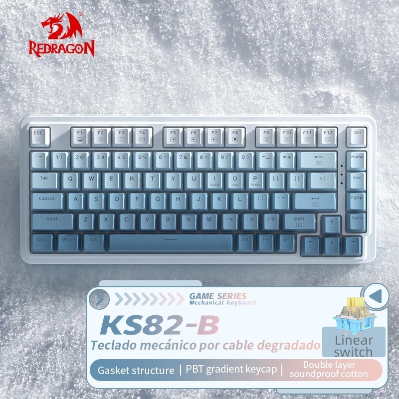 Redragon New Style Mechanical Gaming Keyboard RGB LED Backlit Wired 82 Keys HOT-Swappable Custom Linear Switches for Windows PC. 