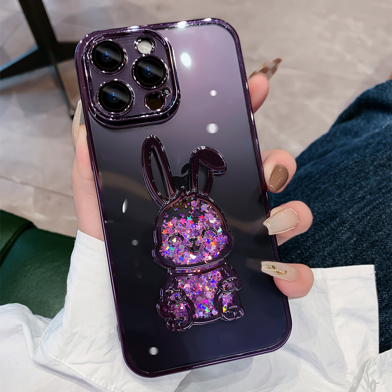 Case 8 7 Plxr xs 12 11hone 1 Cute Bunny Quicksand Glitter for iP4 Pro Max 13 15 x us