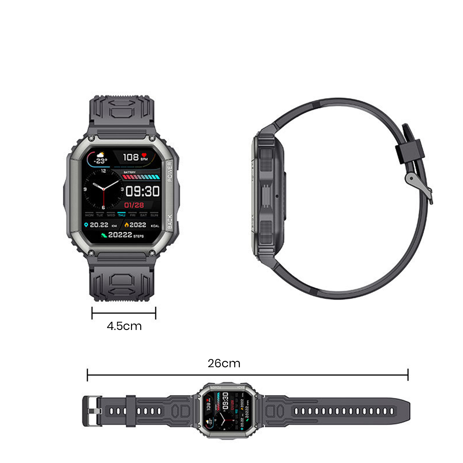 KR06 Dafit Sports Smart Watch Large Screen Multifunctional Low Power Consumption More Than 123 Sport Modes Electronic Watch Daily Life. 