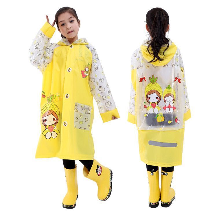 Factory Direct Batch 2020 New Children's School Bag Raincoat with Rucksack PVC Thickened Cartoon Print Poncho. 