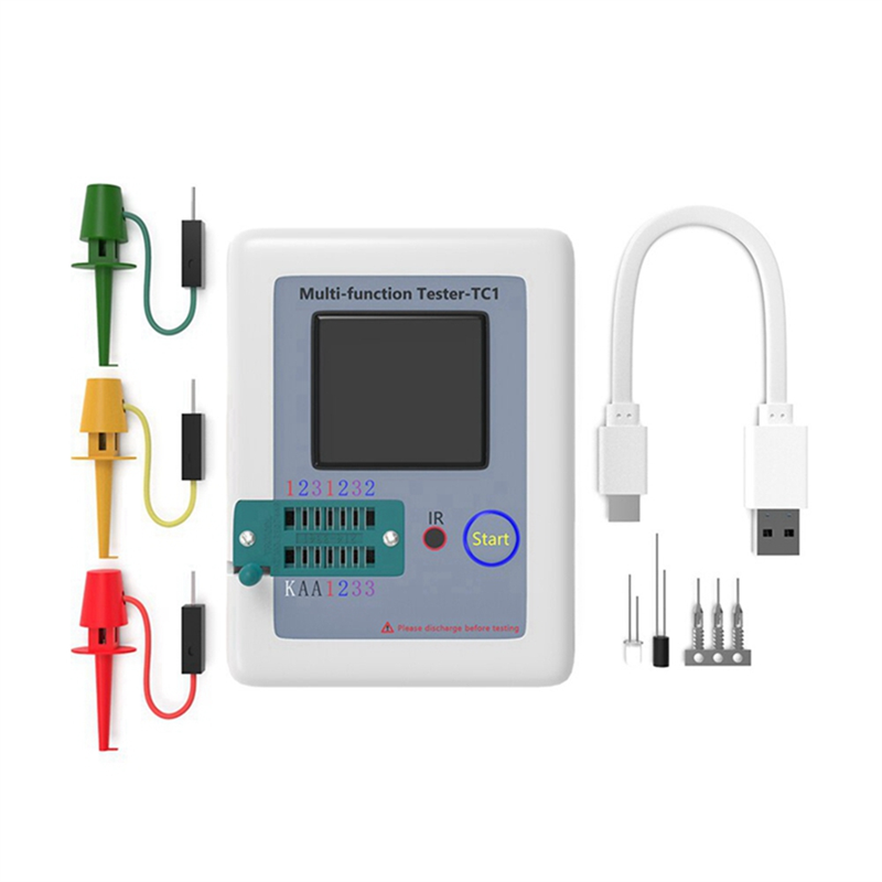LCR TC1 1.8 Inch Multifunctional TFT Transistor Tester LCD Display Multimeter Transistor Tester Diode Triode Capacitor Resistor Test Meter