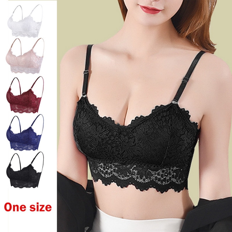 Bras for Women's Lace Bra Tube Tops Wire Free Bralette Push Up