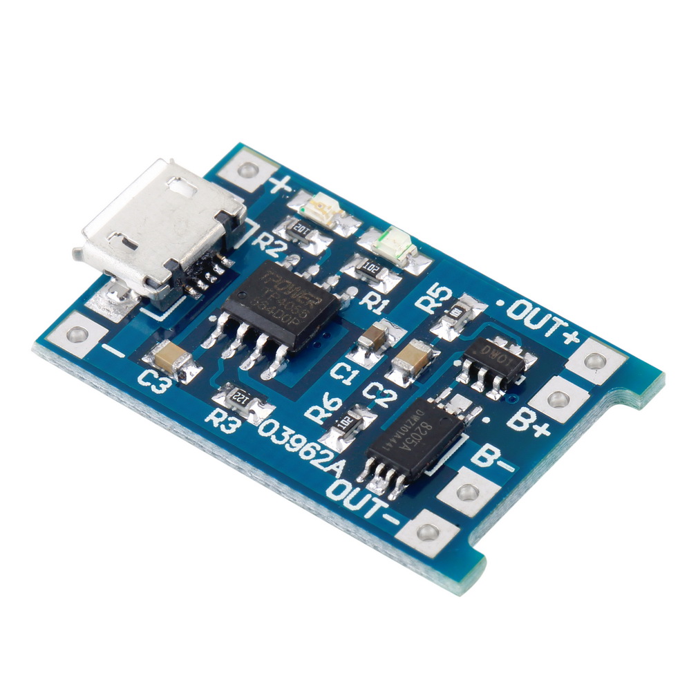 TP4056 Module: Micro USB 5V 1A 18650 Lithium Battery Charger Circuit with Dual Protection Functions". 